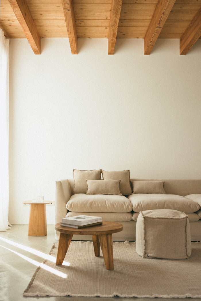 Handloom Square Cushion Beige - Rugs by Roo