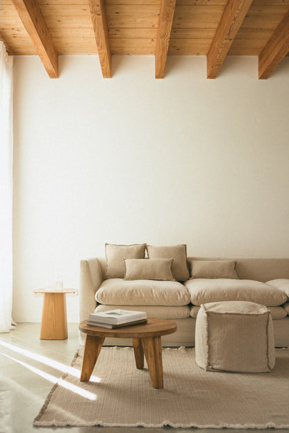 Handloom Square Cushion Beige - Rugs by Roo
