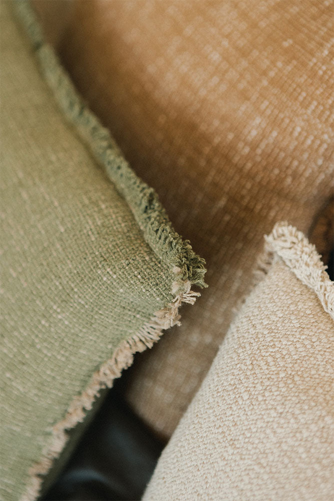 Handloom Square Cushion Ochre - Rugs by Roo