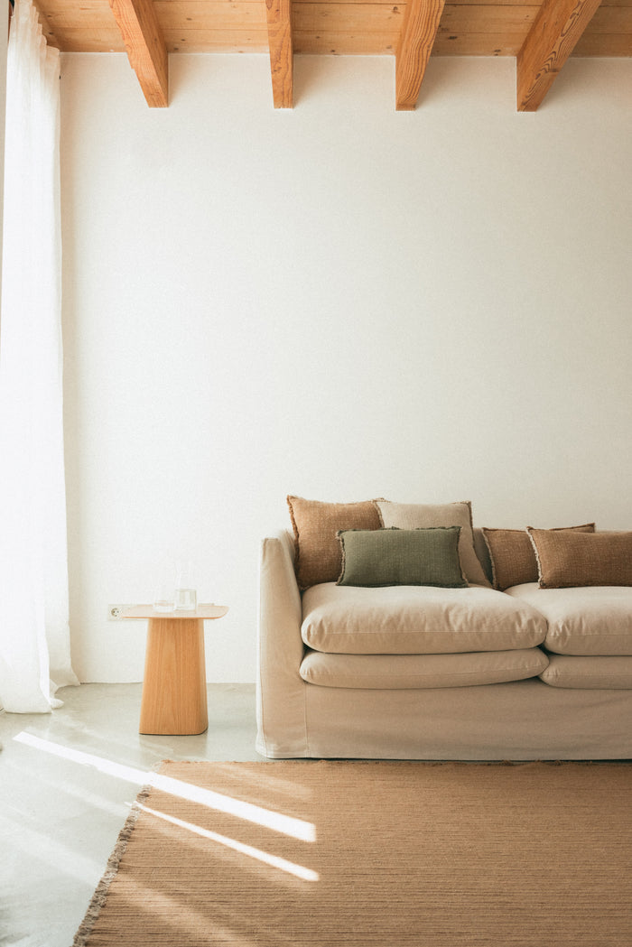Handloom Square Cushion Ochre - Rugs by Roo