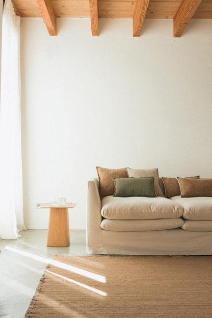Handloom Square Cushion Ochre - Rugs by Roo