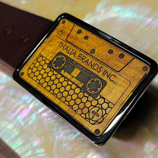 Thalia Hawaiian Koa & Cassette Engraving Belt Buckle