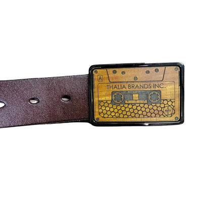 Thalia Hawaiian Koa & Cassette Engraving Belt Buckle – product image 2