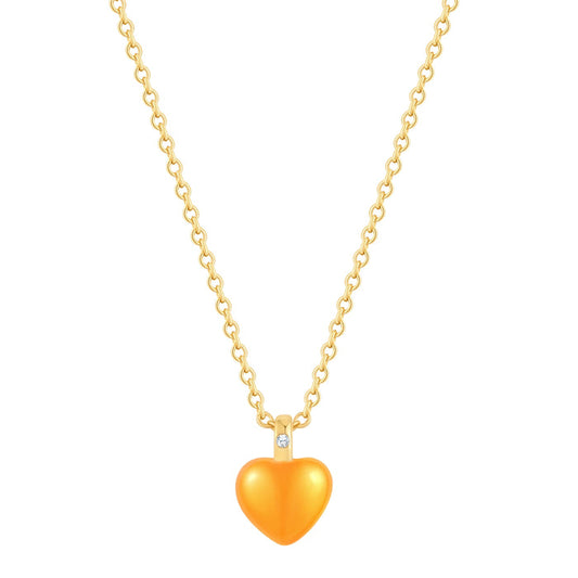 Herz-Kette mit Emaille orange