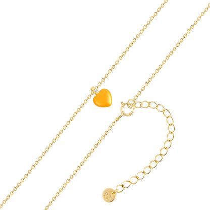 Herz-Kette mit Emaille orange