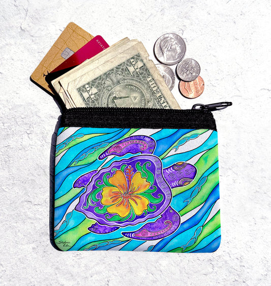Hibiscus Turtle Coin Bag