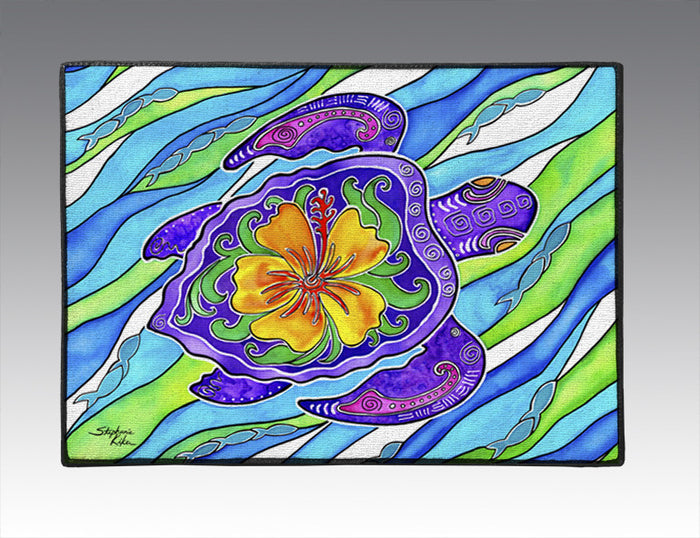 Hibiscus Turtle Door Mat