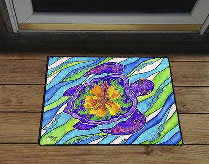 Hibiscus Turtle Door Mat