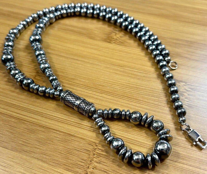 High Plains Hematite Pearl Lariat Necklace