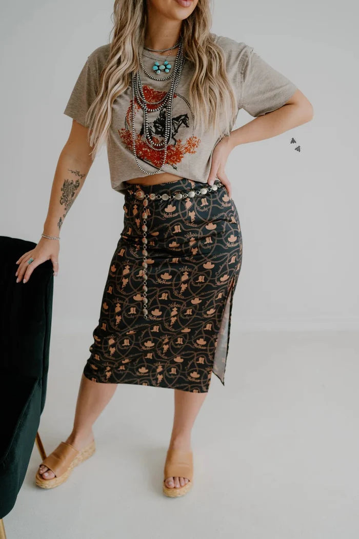 Howdy Side Slit Midi SkirtS