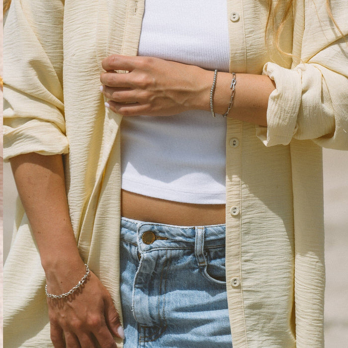Initial Paperclip Chain Bracelet