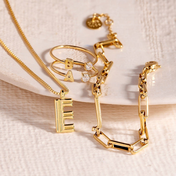 Initial Paperclip Chain Bracelet