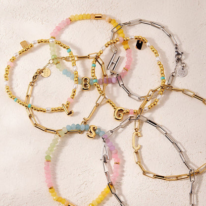 Initial Paperclip Chain Bracelet