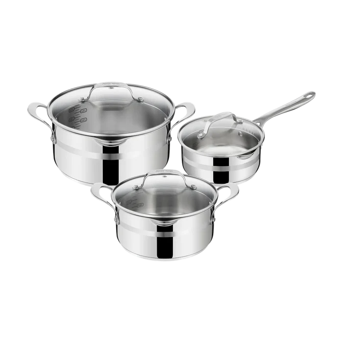 Jamie Oliver by Tefal Cook Smart Induction Stainless Steel 3pc Pot Set + Lids