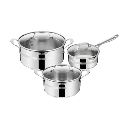 Jamie Oliver by Tefal Cook Smart Induction Stainless Steel 3pc Pot Set + Lids