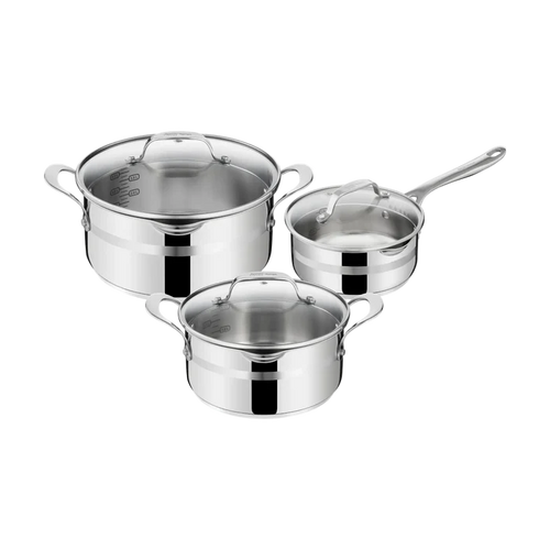 Jamie Oliver by Tefal Cook Smart Induction Stainless Steel 3pc Pot Set + Lids