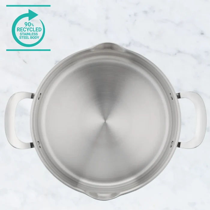 Jamie Oliver by Tefal Cook Smart Induction Stainless Steel 3pc Pot Set + Lids made from 90% recycled body