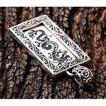 Japanese Dragon Tag Sterling Silver Men's Biker Pendant [2]