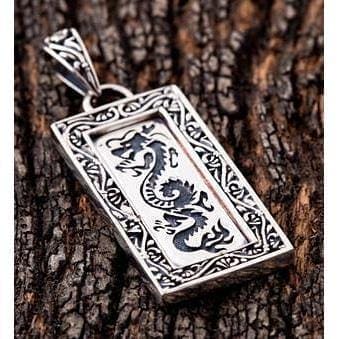 Japanese Dragon Tag Sterling Silver Men's Biker Pendant [4]