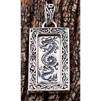 Japanese Dragon Tag Sterling Silver Men's Biker Pendant [5]
