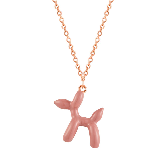 Kette BALLON-HUND roségold Emaille beige