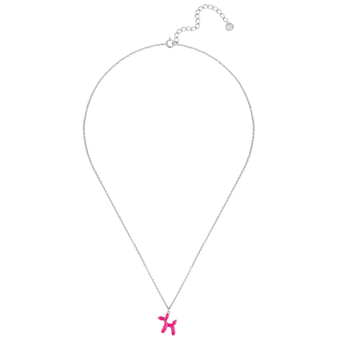 Kette BALLON-HUND silber Emaille pink
