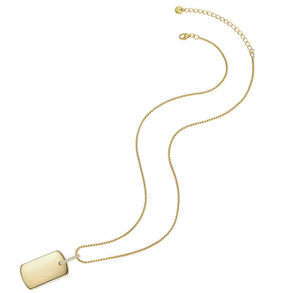 Kette DOG-TAG mit Zirkonia gelbgold