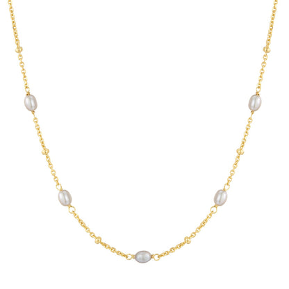 Kette gold mit Süßwasser-Zuchtperlen