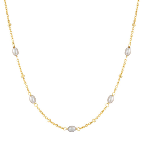 Kette gold mit Süßwasser-Zuchtperlen