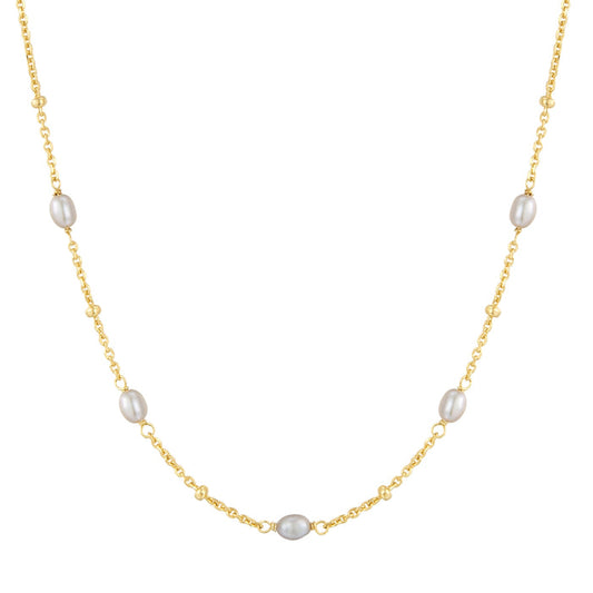 Kette gold mit Süßwasser-Zuchtperlen