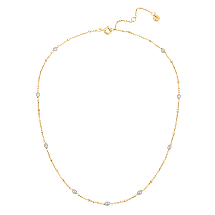 Kette gold mit Süßwasser-Zuchtperlen