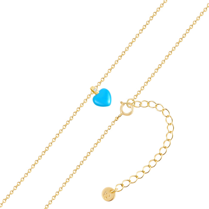 Kette HERZ mit Emaille-Anhänger blau