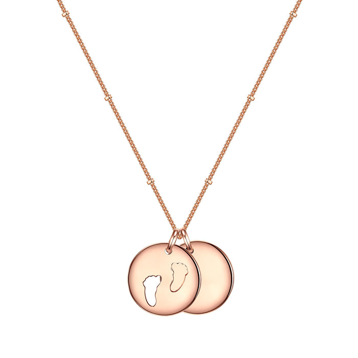 Kette KREIS-ANHÄNGER mit Fußabdruck roségold