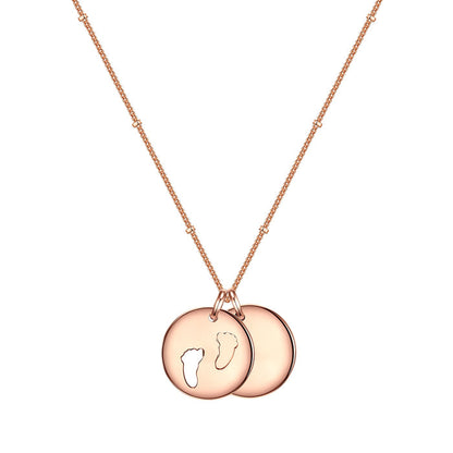 Kette KREIS-ANHÄNGER mit Fußabdruck roségold