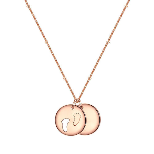 Kette KREIS-ANHÄNGER mit Fußabdruck roségold