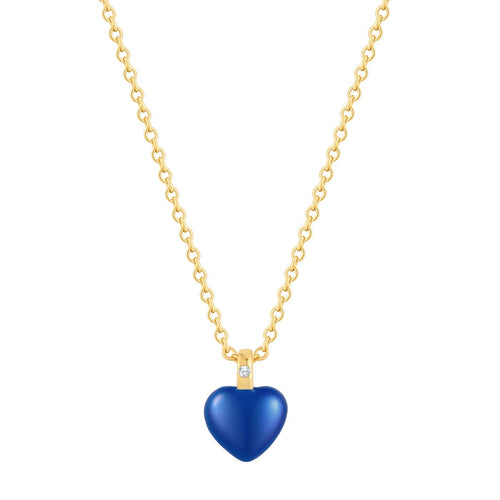 Kette mit Anhänger HERZ Emaille blau