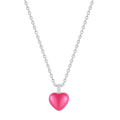 Kette mit Anhänger HERZ Emaille pink