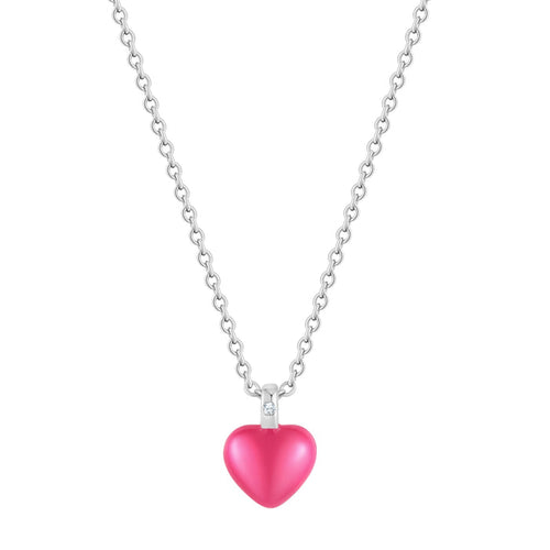 Kette mit Anhänger HERZ Emaille pink