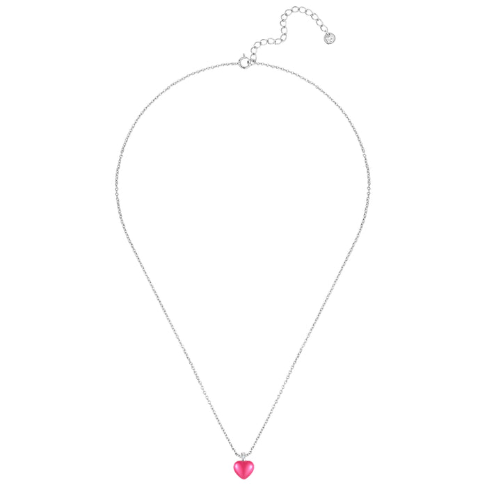 Kette mit Anhänger HERZ Emaille pink