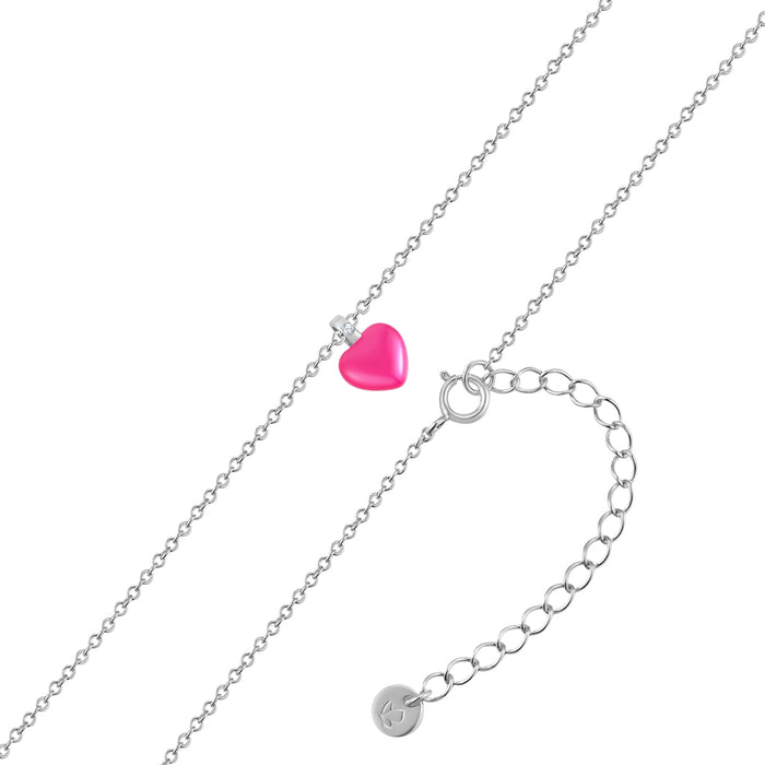 Kette mit Anhänger HERZ Emaille pink