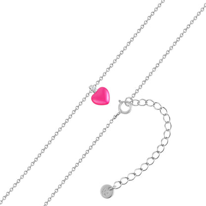Kette mit Anhänger HERZ Emaille pink