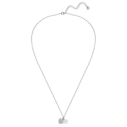 Kette mit Anhänger HERZ mit Zirkonia/Süßwasser-Zuchtperle silber