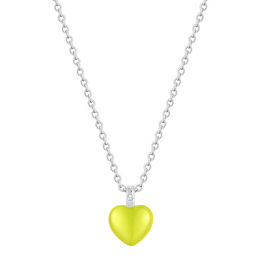 Kette mit HERZ Emaille neon grün