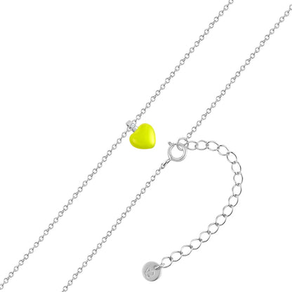 Kette mit HERZ Emaille neon grün
