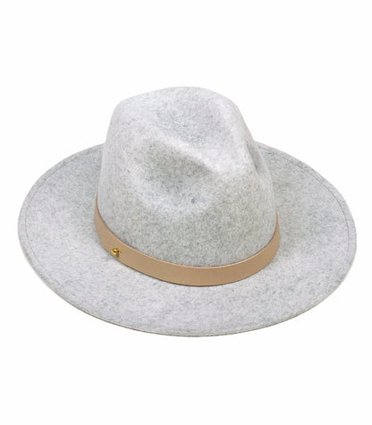 Lack Of Color Grey The Mack Fedora Leather Band Trim Boho Hat - House Of Huntington