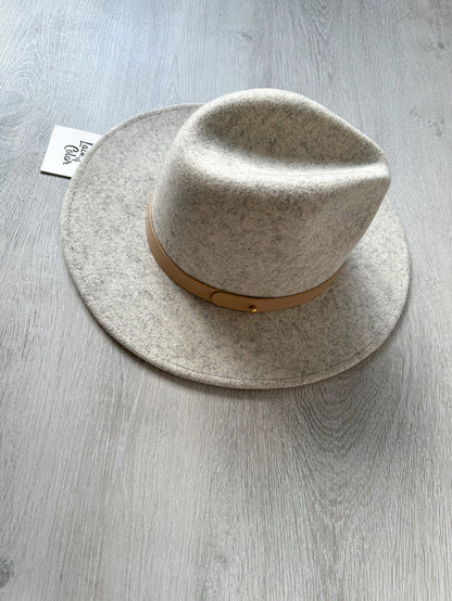 Lack Of Color Grey The Mack Fedora Leather Band Trim Boho Hat - House Of Huntington
