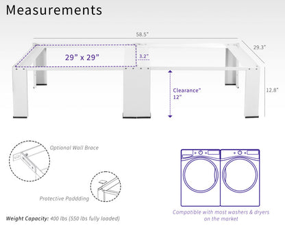 Washer and dryer pedestal raises your washer and dryer for easy access and underneath storage.