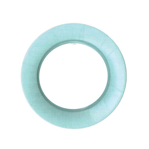Linen Border Paper Salad & Dessert Plates in Robin's Egg Blue