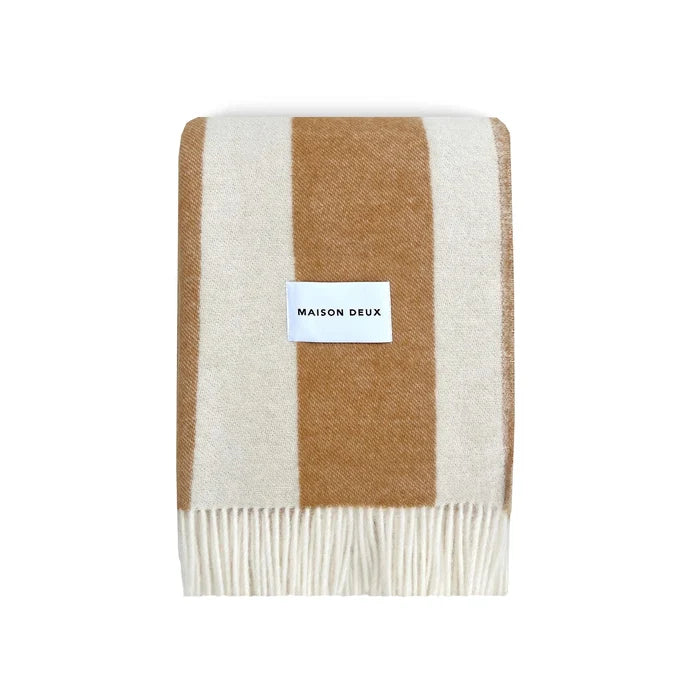 Maison Deux Rough Stripe Brown Blanket - Rugs by Roo
