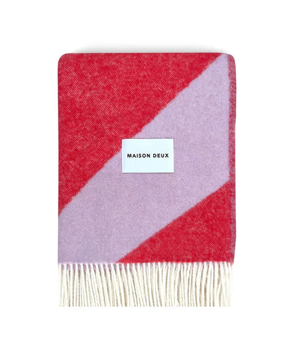 Maison Deux Swirl Lilac Scarlet Blanket - Rugs by Roo